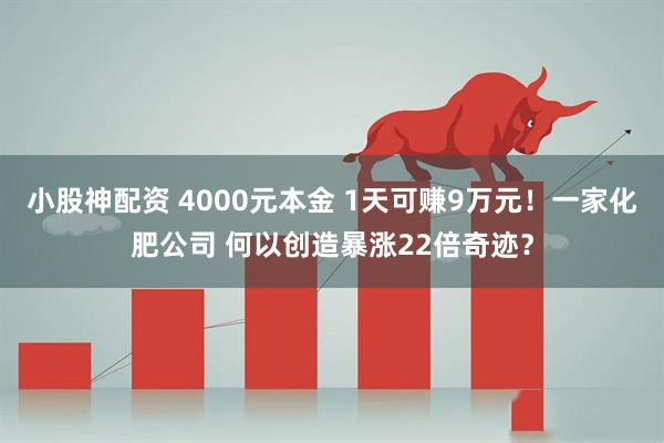 小股神配资 4000元本金 1天可赚9万元！一家化肥公司 何以创造暴涨22倍奇迹？