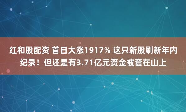 红和股配资 首日大涨1917% 这只新股刷新年内纪录！但还是有3.71亿元资金被套在山上